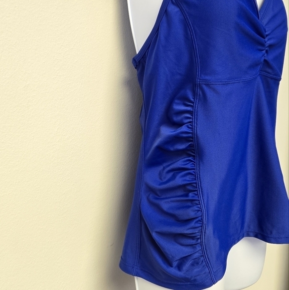 Speedo Shirred Racerback Tankini Swim Top Bora Bora Blue 14 - Picture 4 of 10